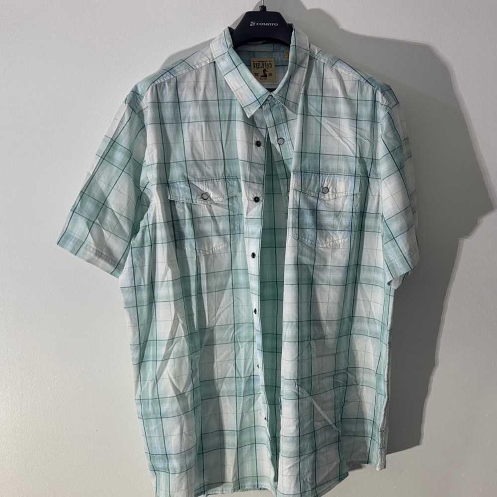 RedHead Light Green and White Checkered Shirt